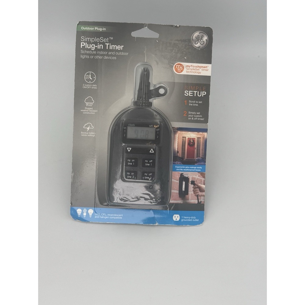 GE myTouchSmart Outdoor Plug-In Timer SimpleSet Digital 2 On/Off‎ Jasco 81638